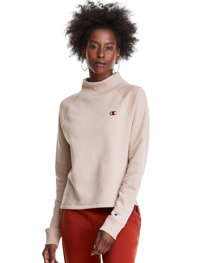 Champion Sweatshirt Dames - Room - Powerblend Fleece Mock Neck Embroidered Logo ( 823094-AJC )